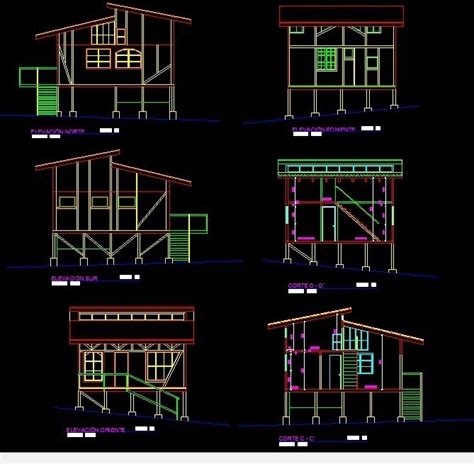 Wooden Two House In PeÑalolen Chile 2d Dwg Full Project For Autocad