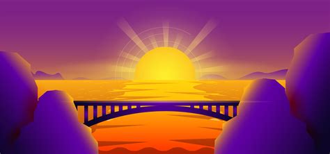 sunset-and-bridge-view-design-download-free-vectors,-clipart-graphics