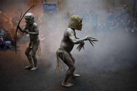 Asaro Mud Men Perform At Australian Museum