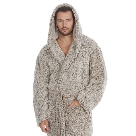 Mens Thick Snuggle Warm Fleece Hooded Wrap Dressing Gown Ebay