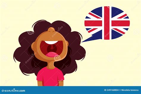 Funny Child Speaking English Vector Cartoon Illustration Stock Vector