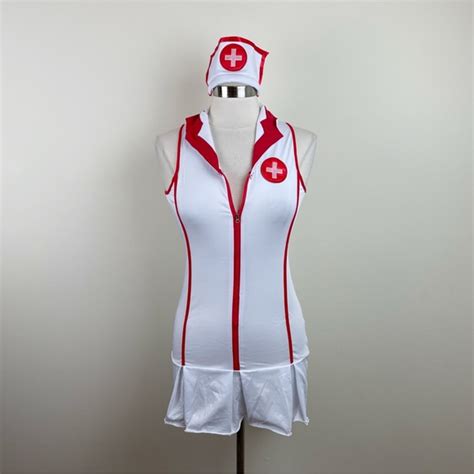 Intimates And Sleepwear Nurse White Red Role Play Cosplay Outfit