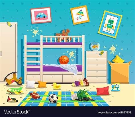 Messy Children Room Interior Royalty Free Vector Image