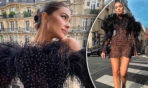 Olivia Culpo Poses Up A Storm In Dazzling Sheer Mini Dress With Feather