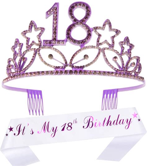 buy meant2tobe 18th birthday sash and tiara for women fabulous set glitter sash stars