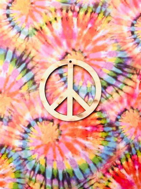 Rainbow Tie Dye Peace Sign Wooden T Tag Embellishment Etsy