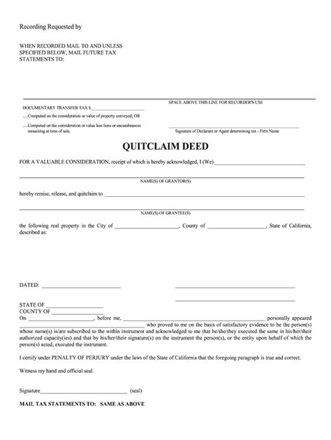 Kern County Quit Claim Deed Form Fill Online Printable Fillable
