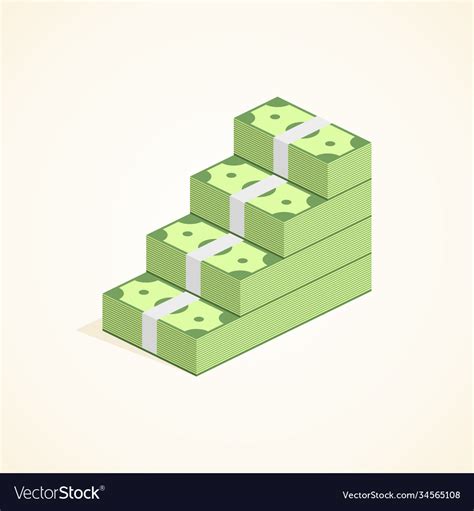 Money Steps Ascent To Wealth Pile Cash Ladder Vector Image