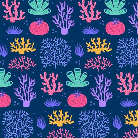 Colorful Coral Pattern Free Vector