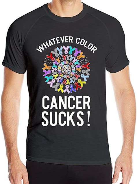 Mens Cancer Sucks T Shirts Summer Crew Neck Quick Dry Tee Tops Black