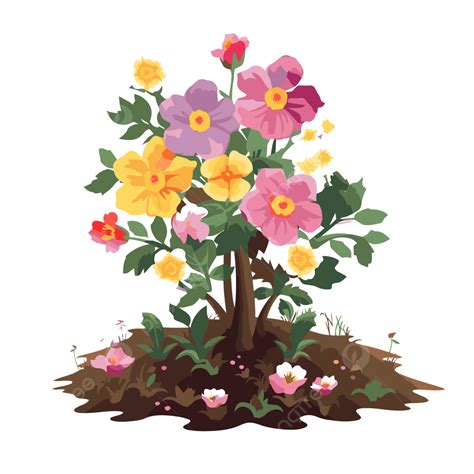 Menanam Bunga Vektor Stiker Clipart Kartun Ilustrasi Datar Pohon Bunga