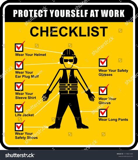 Checklist Protect Yourself Work Stock Vector Royalty Free 1119801449