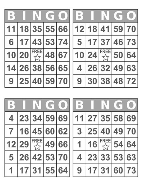 1000 Bingo Cards Pdf Download 1 2 And 4 Per Page Large Etsy Free