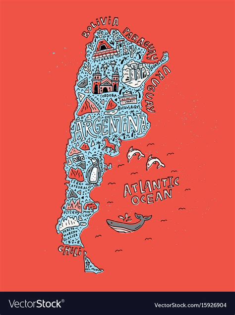 Cartoon Map Argentina Royalty Free Vector Image