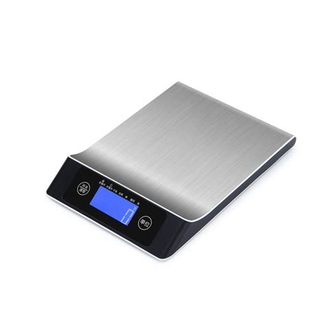Large lcd display with automatic zero resetting. 10kg/1g Digital Kitchen Scale Stainless Steel Kitchen ...