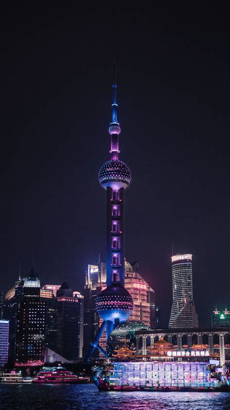 Download Wallpaper 1080x1920 Tower Architecture Buildings Night City