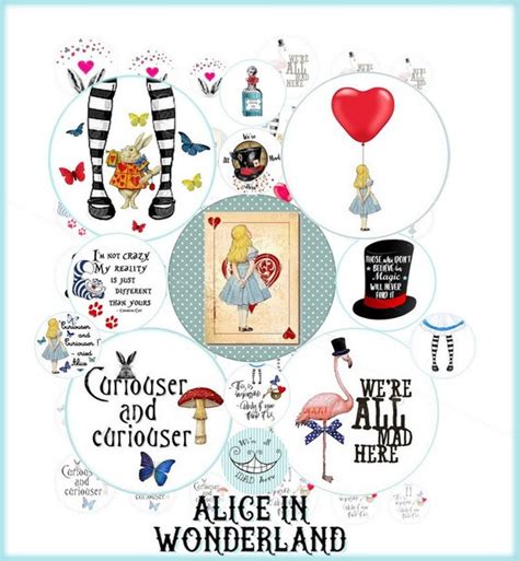 Alice In Wonderland Circles Digital Collage Sheet 25 Inch Etsy