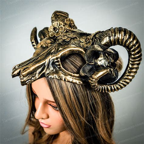 Ram Horns Headband Mask Antler Gold Headpiece Costume Cosplay Etsy