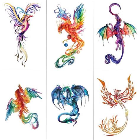 Phoenix Dragon Waterproof Temporary Tattoos