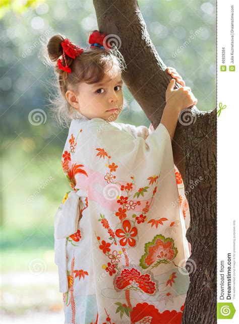 Little Girl In A Japanese Kimono Stock Photo Image Of