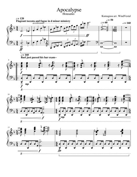 Apocalypse Sheet Music For Piano Solo