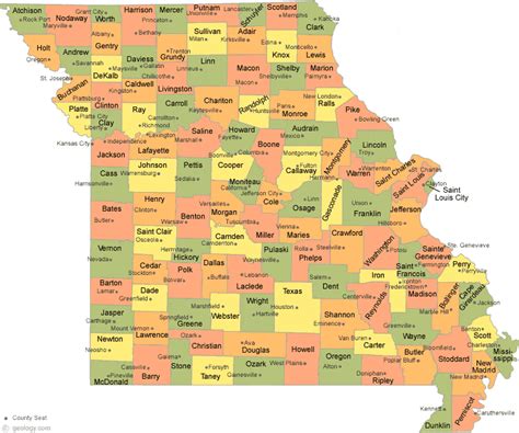 Printable Missouri County Map Printable Templates
