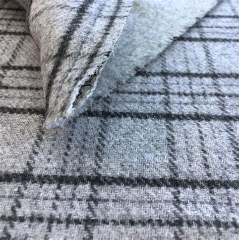 Wool Fabric For Winter Coat Grey Tartan Plaid Check Double Sided
