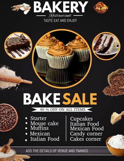 Bake Sale Flyers Bake Sale Flyer Food Menu Design Bakery