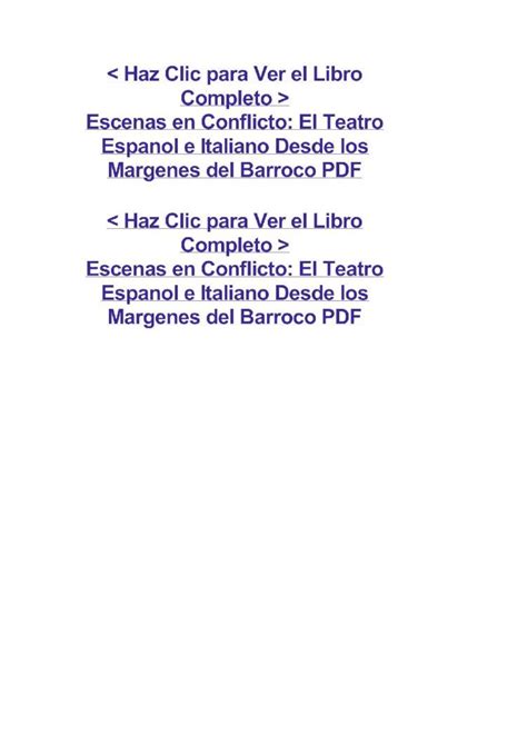 Pdf Escenas En Conflicto El Teatro Espanol E Italiano Desde Los