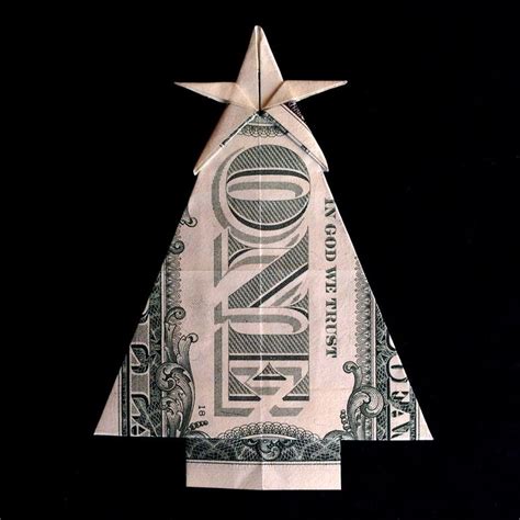 This origami star is often attributed to trang chung because she was the first person to make the star using money; Real One Dollar Bill Origami Art Miniature CHRISTMAS TREE with Star Money Gift XMas Handmade 100 ...