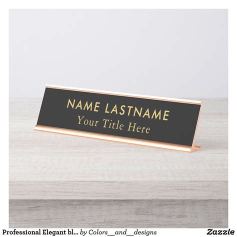 Professional Elegant Black Faux Gold Office Title Desk Name Plate