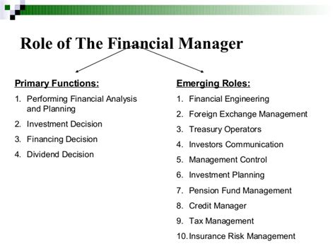 Roles And Responsibilities Of Financial Manager