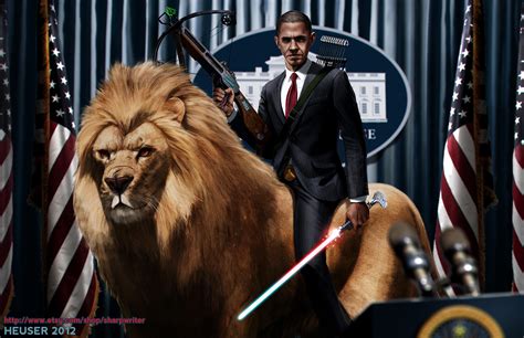 Obama Riding A Lion By Sharpwriter On Deviantart