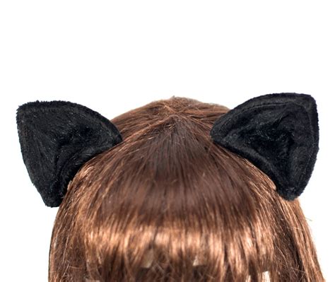 Clip On Cat Ears Black Kitty Cosplay Geek Hair Accessory