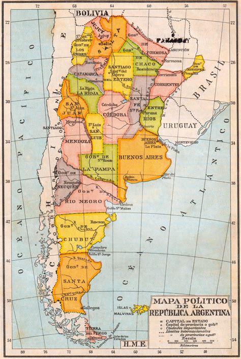 Argentina está formada por 23 provincias y una ciudad autónoma: Argentina - Mapa De Las Capitales