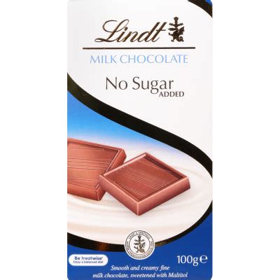 Lindt Milk Chocolate No Sugar Added Chocolate Block 100g Pantry PAK