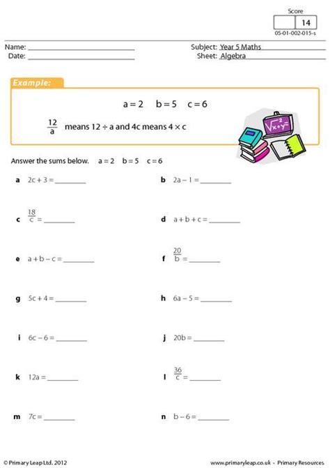 5th Grade Math Expressions Worksheet