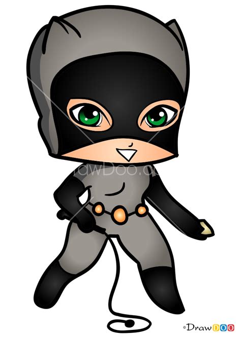 How To Draw Catwoman Chibi Superheroes Chibi Catwoman Superhero