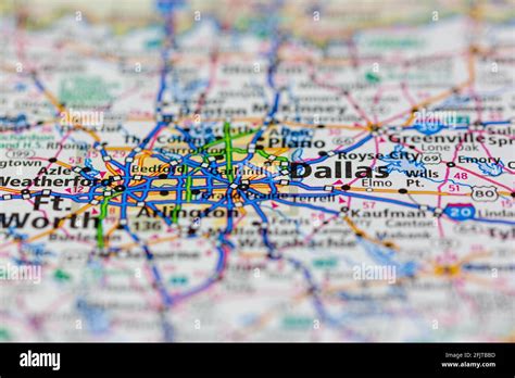 Dallas Texas Usa And Surrounding Areas Shown On A Road Map Or Geography