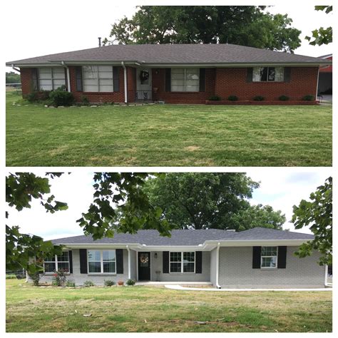 Painted Exterior Ranch Style House Before And After Added Onto Front