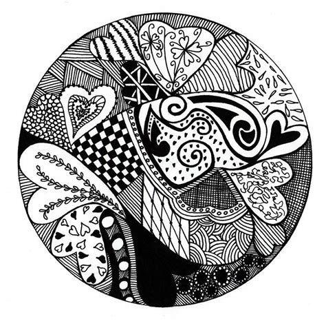 Heart Zentangle Zentangle Patterns Heart Coloring Pages Colouring