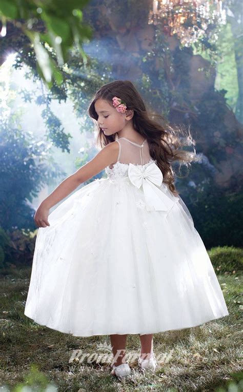Lovely Princess Ankle Length White Flower Girls Dresses Fgd413 Uk