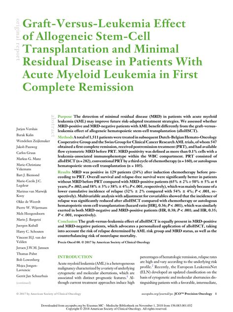 Pdf Graft Versus Leukemia Effect Of Allogeneic Stem Cell