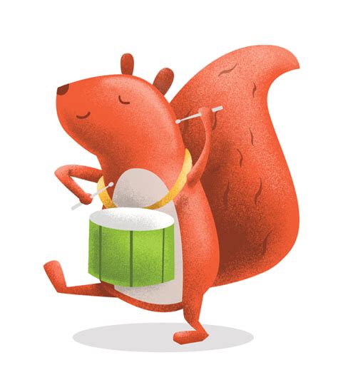 Drum Playing Squirrel Illustration  Squirrel Illustration How To