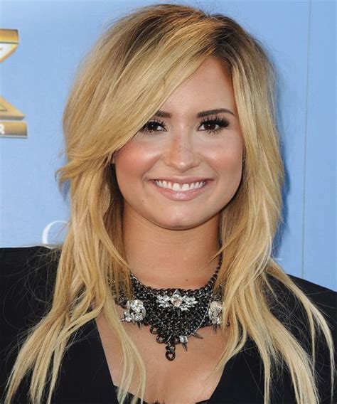 Demi Lovato Long Straight Light Blonde Hairstyle