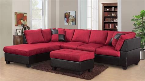 Modern Microfiber Sectional Sofa Set In Red Color Vivi Furniture