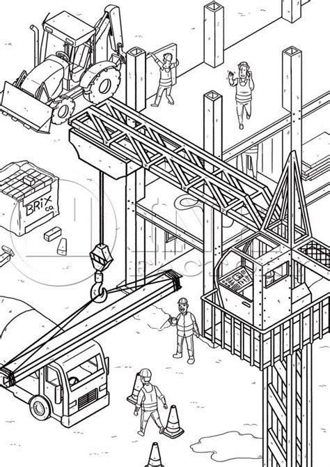 Construction Yard Colouring Page Ink Factory Printables Coloring