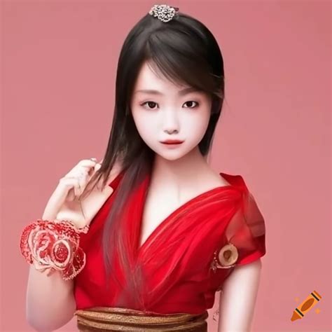 Stunning Japanese Girl In A Red Outfit On Craiyon