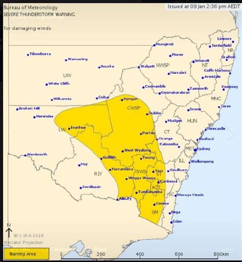 Thunderstorm And Damaging Winds Warning Issued For Riverina And South