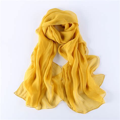 long chiffon silk scarf solid yellow color sql018 scarf silk scraf long silk scarf